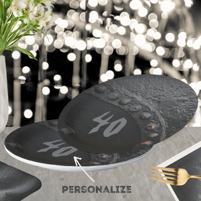 Prato De Papel Festa de homem ao estilo industrial de metal negro (Criador carregado)