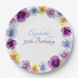 Prato De Papel Festa de Jardim Boêmio Pansy Colorido Floral Anive