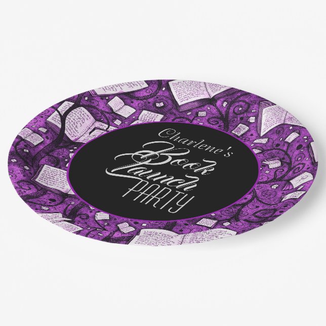 Prato De Papel Festa de Lançamento de Livro Rosa (Inclinado)