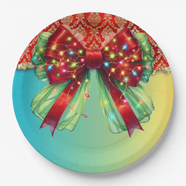 Prato De Papel Festa de Natal Bling Festivo Feliz Xmas Ligh (Frente)