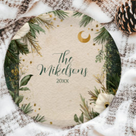 Prato De Papel Festa de Natal da Anêmona Branca de inverno