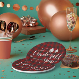 Prato De Papel Festa De Natal Da Xadrez Vermelha Maravilhosa