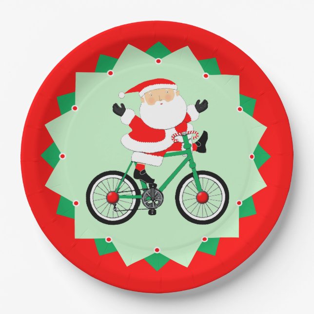 Prato De Papel Festa de Natal de Ciclismo (Frente)
