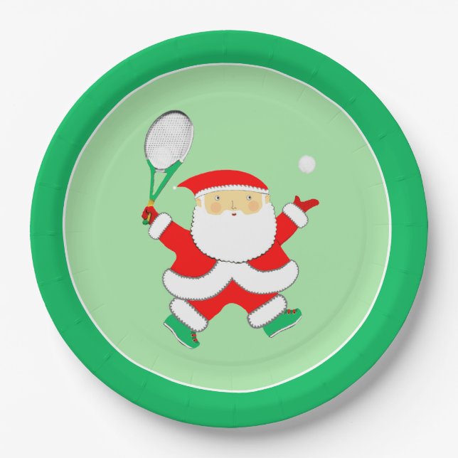 Prato De Papel Festa de Natal de Esporte tênis (Frente)
