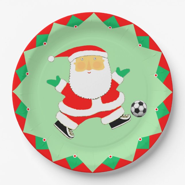 Prato De Papel Festa de Natal de Futebol (Frente)