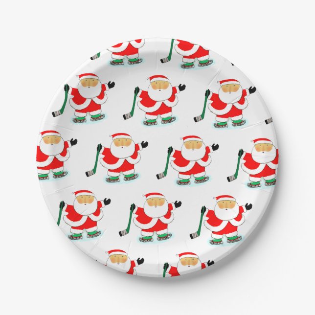 Prato De Papel Festa de Natal de Hockey (Frente)