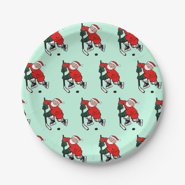 Prato De Papel Festa de Natal de Hockey (Frente)