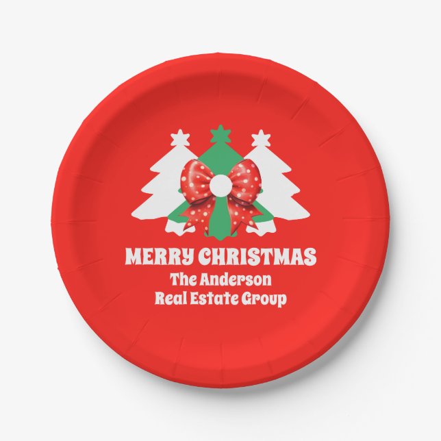 Prato De Papel Festa de Natal de Negócios Moderna Editável (Frente)