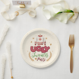 Prato De Papel Festa de Natal do Retro Feio