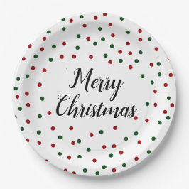 Prato De Papel Festa de Natal dos Pontos Vermelhos Verdes