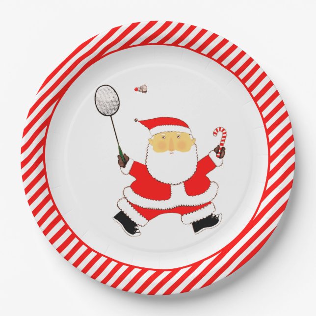 Prato De Papel Festa de Natal em Badminton (Frente)