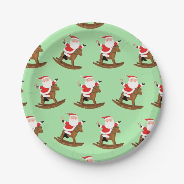 Prato De Papel Festa de Natal Equestre (Frente)