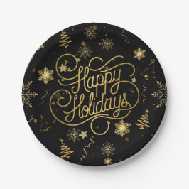 Prato De Papel Festa de Natal Feliz do Ouro Elegante