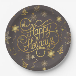 Prato De Papel Festa de Natal Feliz do Ouro Elegante