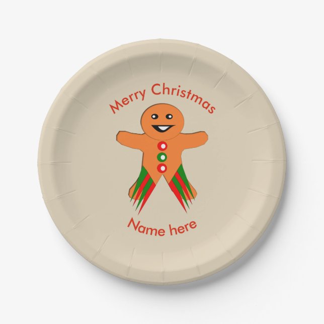 Prato De Papel Festa de Natal Gingercake Man Paper Play (Frente)