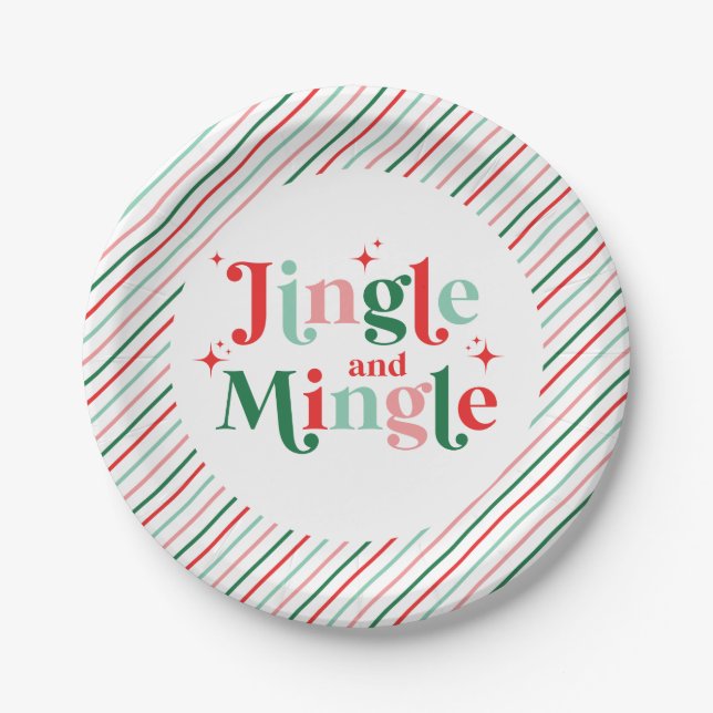 Prato De Papel Festa de Natal Jingle and Mingle (Frente)