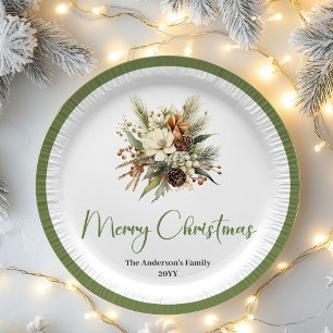 Prato De Papel Festa de Natal Personalizada Soft Nórdica Família 