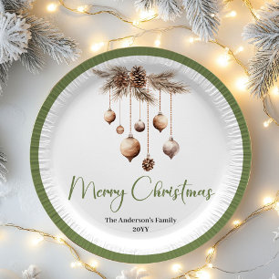 Prato De Papel Festa de Natal Personalizada Soft Nórdica Família