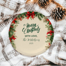 Prato De Papel Festa de Natal Russo Poinsettia Pine