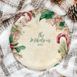 Prato De Papel Festa de Natal Rustic Candy Cane