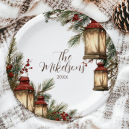 Prato De Papel Festa de Natal Rustic Lanterna