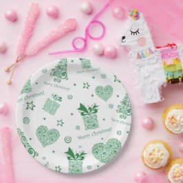 Prato De Papel Festa de Natal Verde Moderno