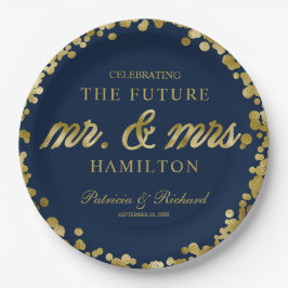 Prato De Papel Festa de Noivado Azul Naval Futuro Senhor e Senhor