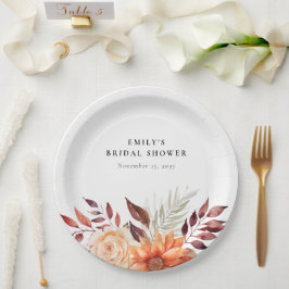 Prato De Papel Festa de Noivado Boho Floral de Outono