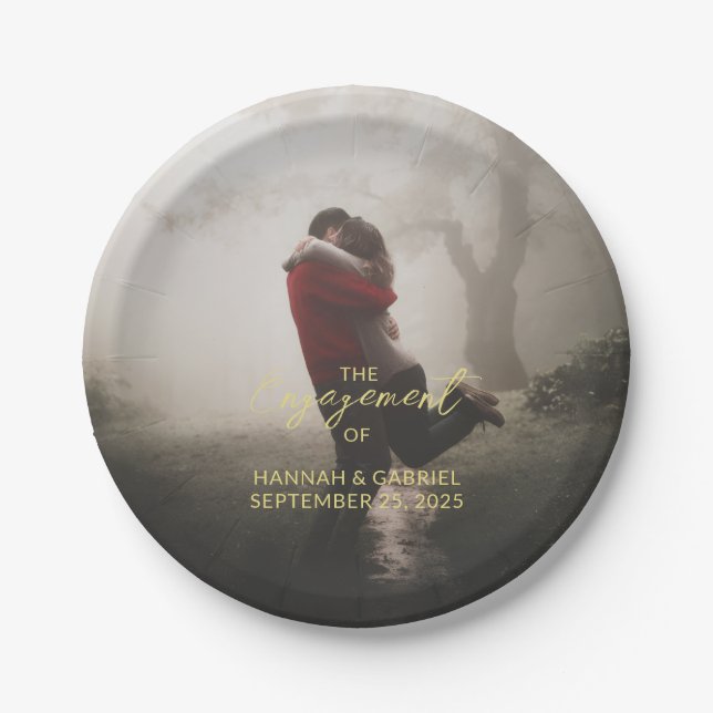 Prato De Papel Festa de noivado De Casamento Adicionar Placa De P (Frente)