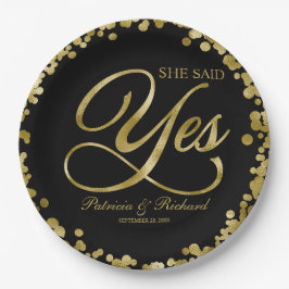 Prato De Papel Festa de Noivado Ouro Preto Ela Disse Sim