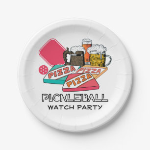 Prato De Papel Festa de Observação de PICKLEBALL com Cerveja e Pi