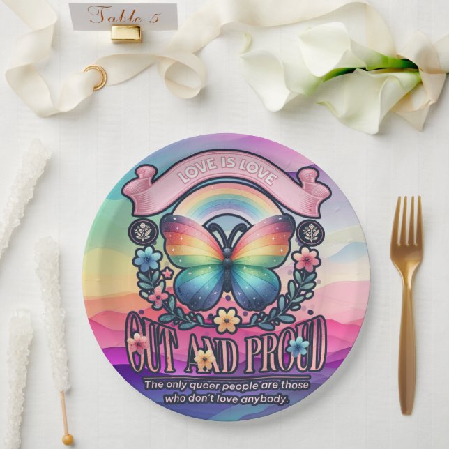 Prato De Papel Festa de Orgulho gay de Saída e Orgulho (Casamento)