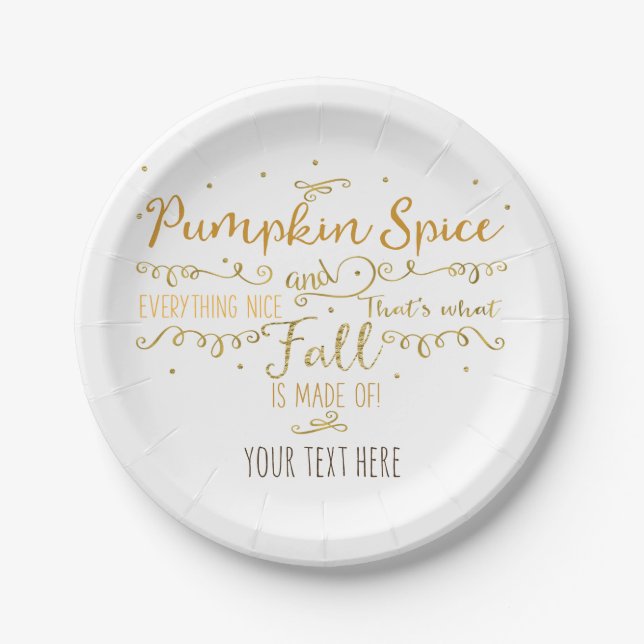 Prato De Papel Festa de Outono Pumpkin Spice & Everything Nice (Frente)