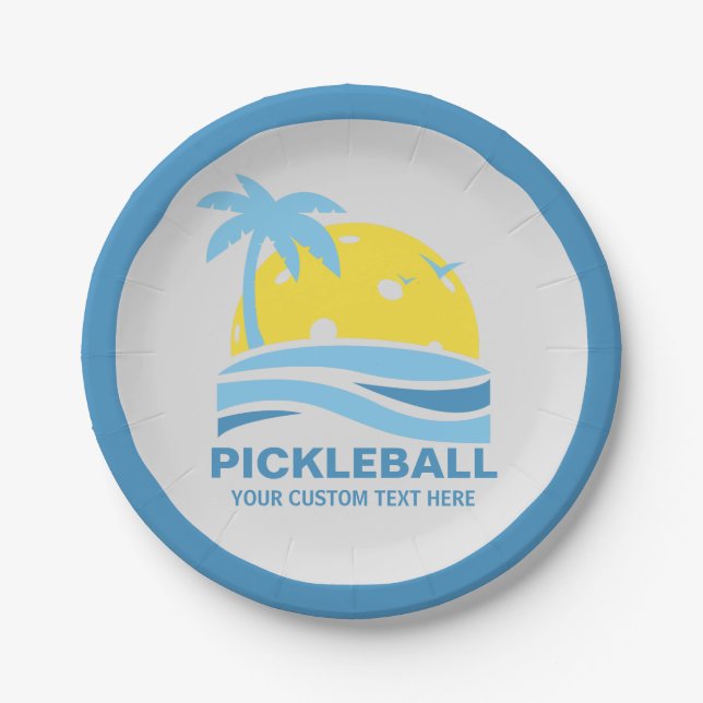 Prato De Papel Festa de Pickleball Sun Palm Trees Pickleball Pers (Frente)