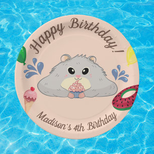 Prato De Papel Festa de Piscina de Hamster Bday