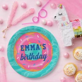 Prato De Papel Festa de Piscina dentro do tubo de Rosquinha rosa-