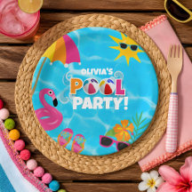 Festa de Piscina Diversão de Verão Nome Personaliz