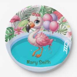 Prato De Papel Festa de Piscina Flamingo!