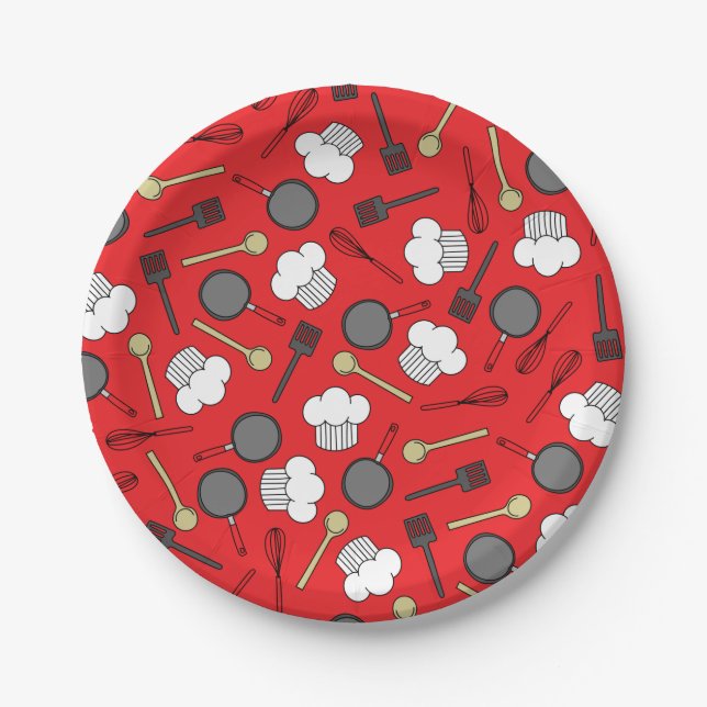 Prato De Papel Festa de primeiro aniversario de Cozinhar de Chef (Frente)