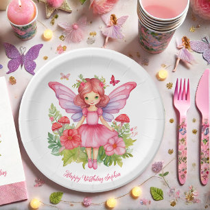 Prato De Papel Festa de Primeiro Aniversário de Fada Menina Com D
