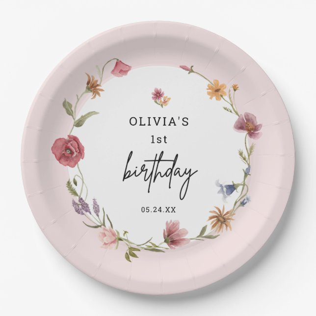 Prato De Papel Festa de primeiro aniversario de primavera Little  (Frente)