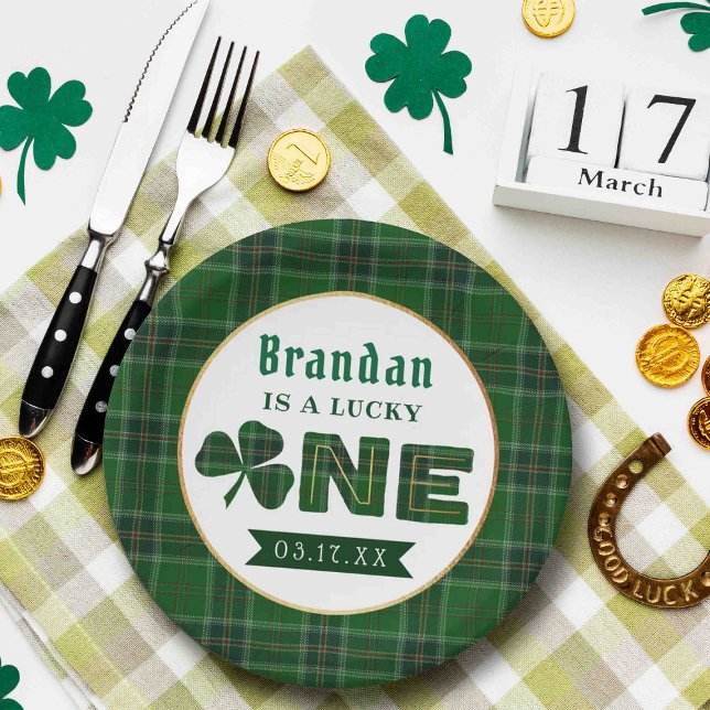 Prato De Papel Festa de primeiro aniversario de Shamrock (Criador carregado)