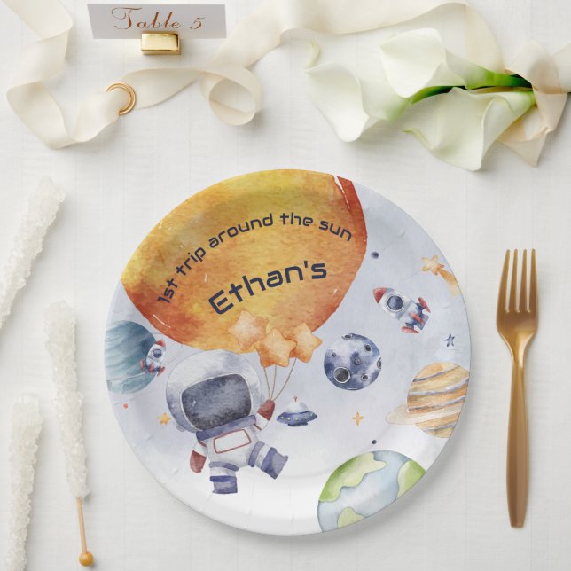 Prato De Papel Festa de primeiro aniversario do Astronauta Outer  (Casamento)