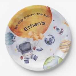 Prato De Papel Festa de primeiro aniversario do Astronauta Outer 