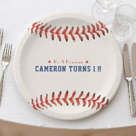Prato De Papel Festa de primeiro aniversario do Baseball Softball