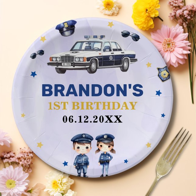 Prato De Papel Festa de primeiro aniversario do Garoto Policial (Criador carregado)
