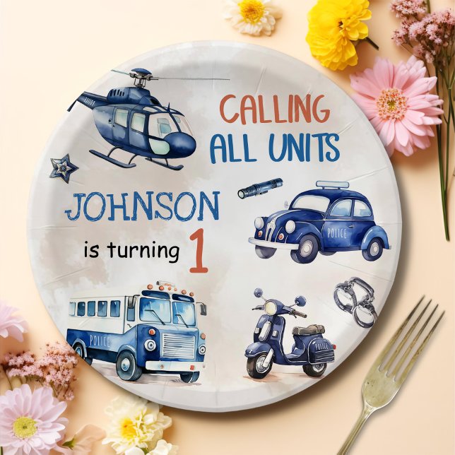 Prato De Papel Festa de primeiro aniversario do Garoto Policial (Criador carregado)