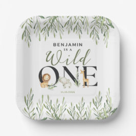 Prato De Papel Festa de primeiro aniversario Selvagem de Animais 