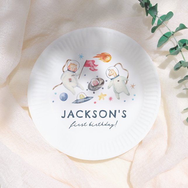 Prato De Papel Festa de primeiros aniversarios de Lua de Animais  (Criador carregado)