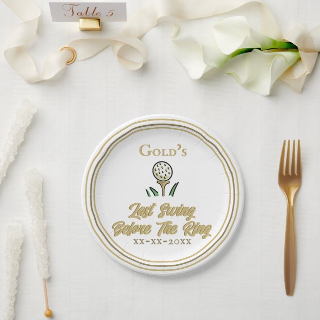 Prato De Papel Festa de solteira, Chá de panela branco Dourado (Casamento)